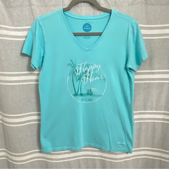 LIFE IS GOOD / Women’s “Happy Hour” Vneck Crusher Tee Classic Fit Size M - Picture 1 of 8